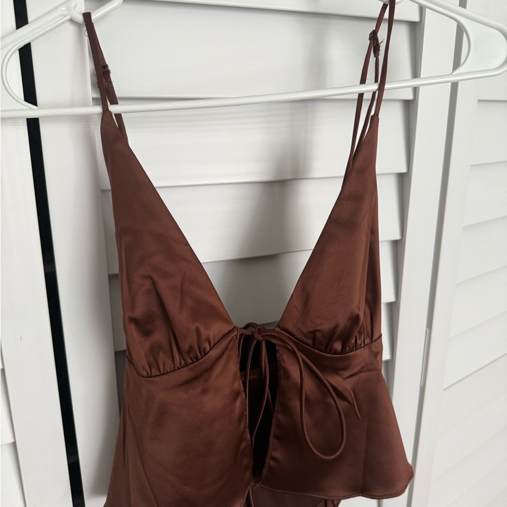 Fashion Nova Chocolate Satin Cami Top